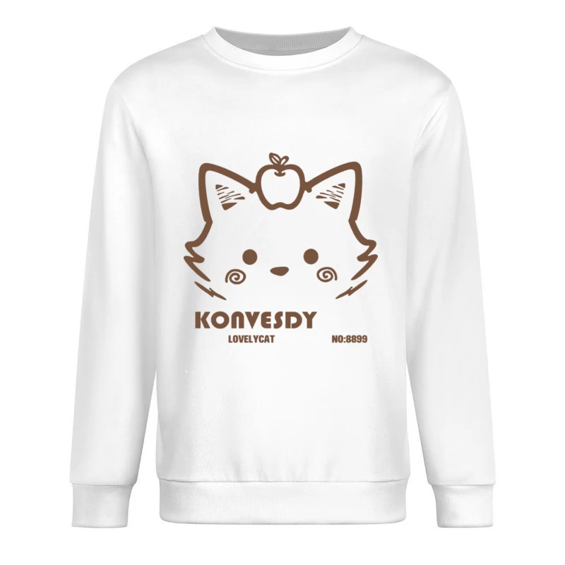 Katzenlogo mit Apfel Herren Pullover Sweatshirt