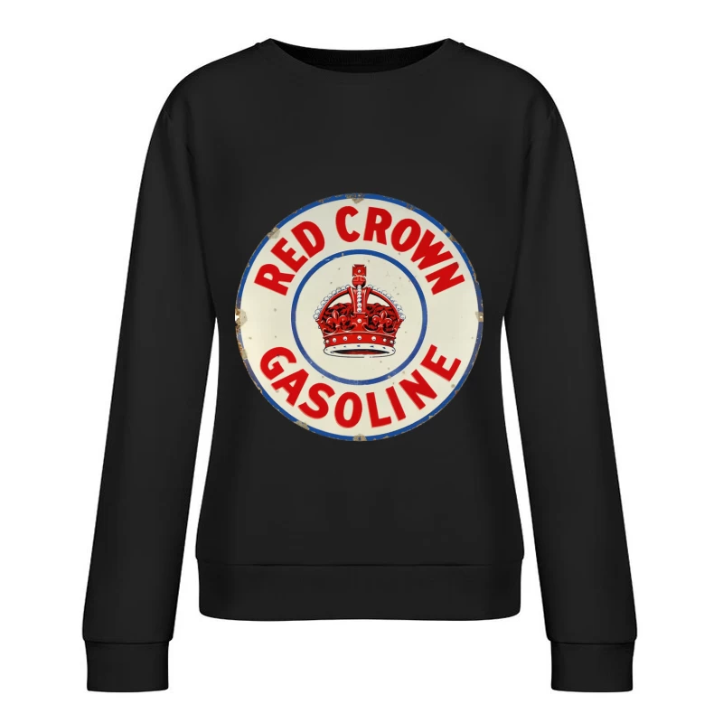 Vintage Red Crown Gasoline Round Metal Sign with Royal Crown Logo Female Pullover Sweatshirt