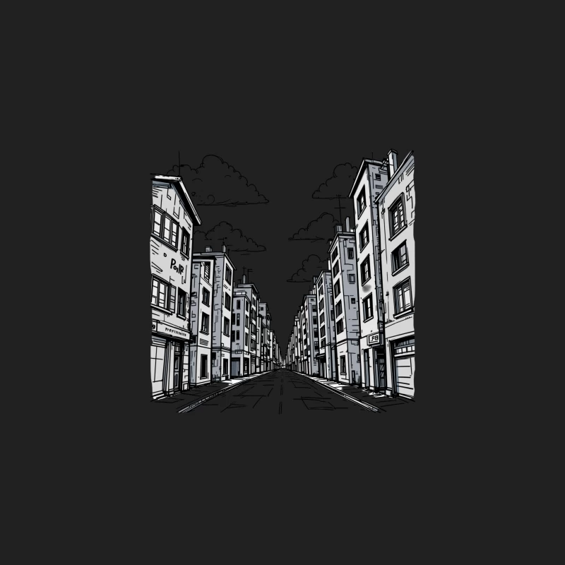 Monochrome Cityscape with Urban Architecture Bucket Hat