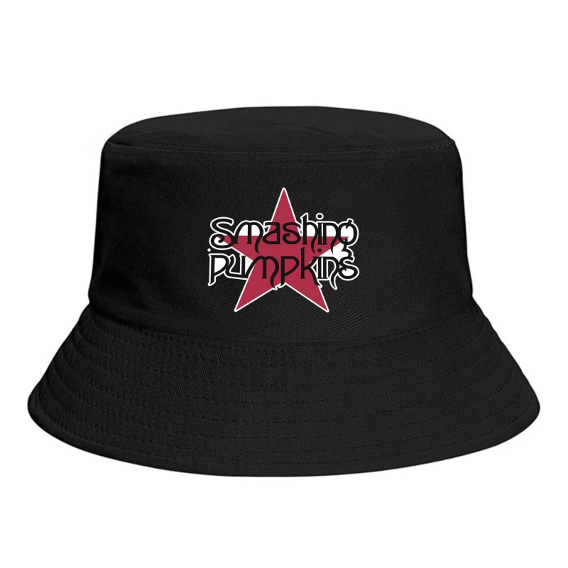 Smashing Pumpkins Alternative Rock Band Logo with Red Star Bucket Hat