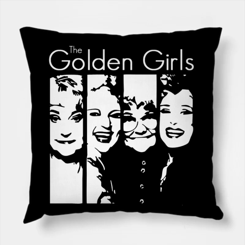 Minimalist Line Art of The Golden Girls TV Show Throw Pillow