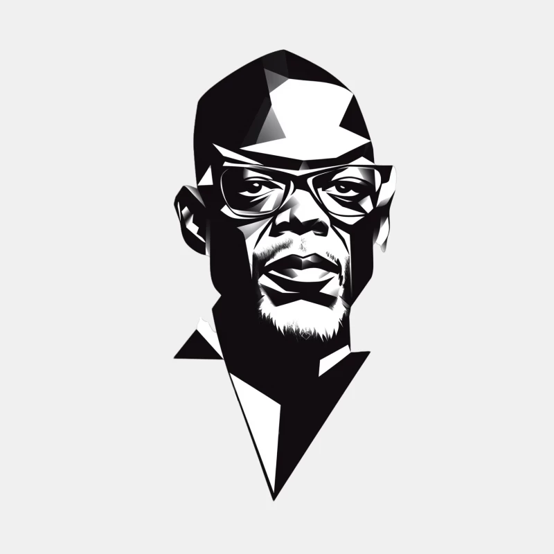 Geometric Black and White Portrait with Glasses and Beard Male Tank Top