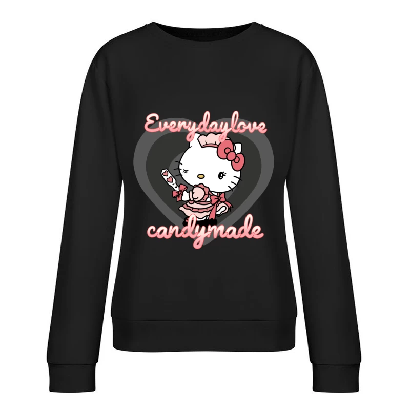 Niedliches Herz-Katzen-Design Damen Pullover Sweatshirt