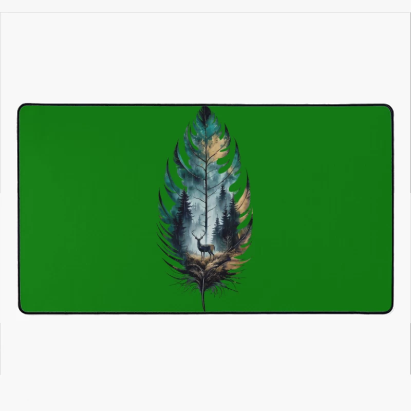 Nature-Inspired Art with Deer and Forest Desk Mat