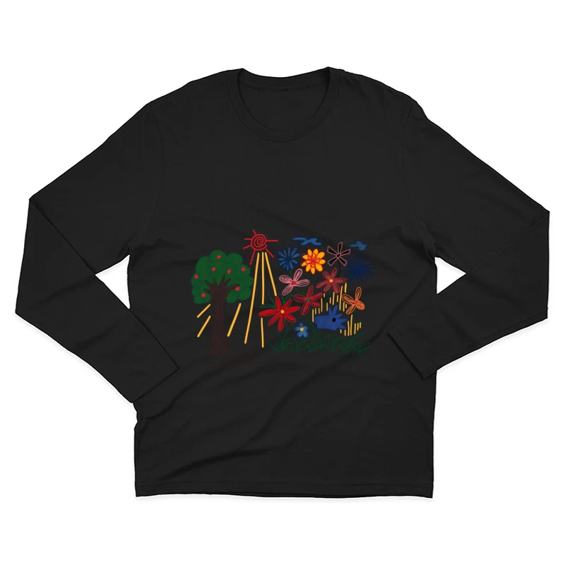 Bunte Blumen und Baum im Sonnenschein Herren Langarm T-Shirt