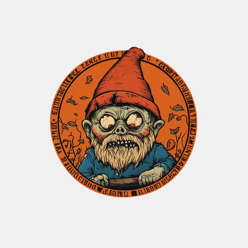 Creepy Halloween Zombie Gnome Circular Illustration Male Tank Top