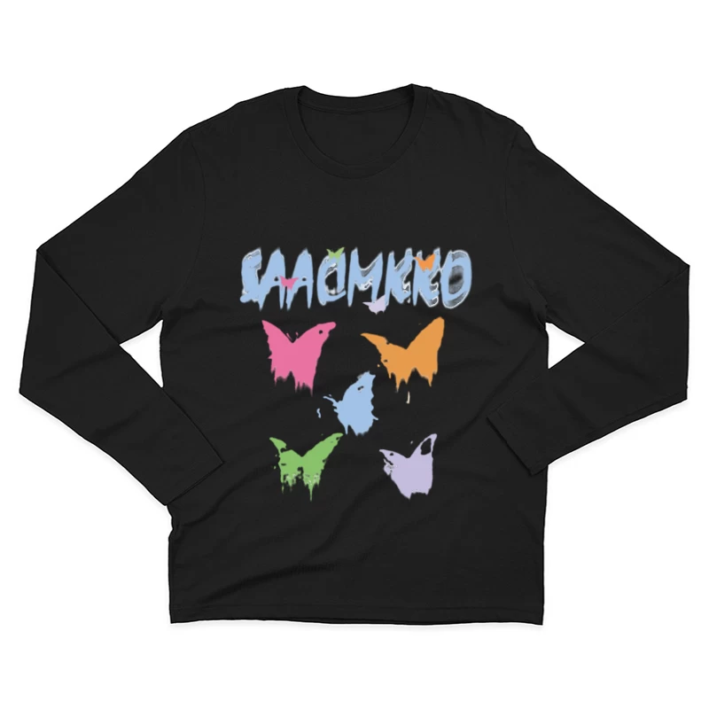 Bunte Schmetterlingsgrafik Herren Langarm T-Shirt