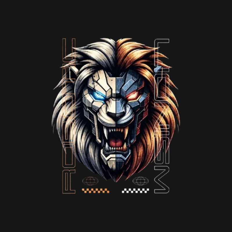 Cyberpunk Lion with Mechanical Face Mouse Pad