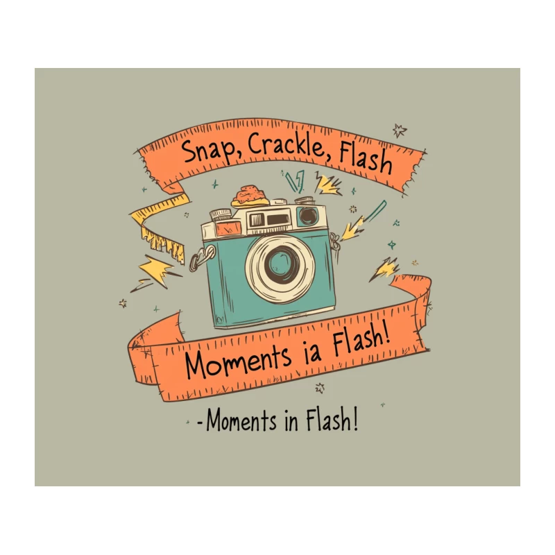 Retro Camera Illustration: Snap, Crackle, Flash Moments Tapestry