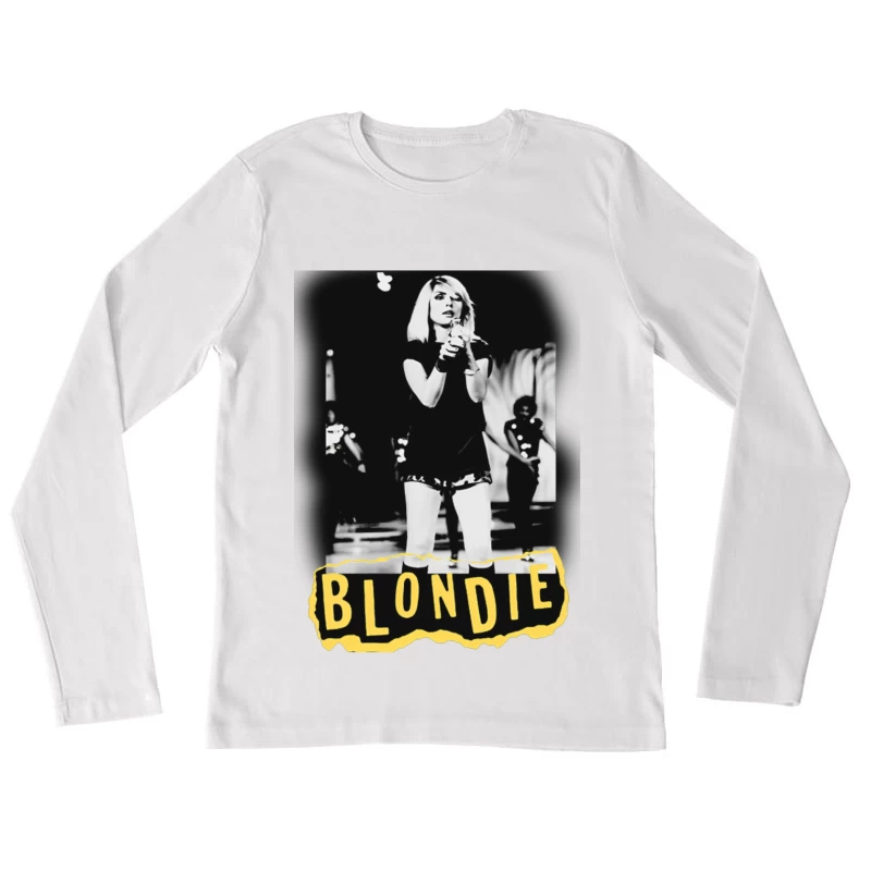 Iconic Blondie Concert Performance in Black and White, 1970s Female Long Sleeve T-Shirt