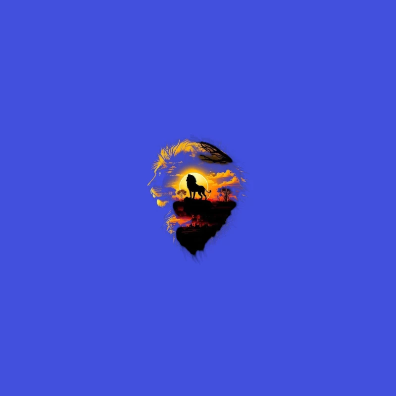 Majestic Lion Silhouette with Sunset Landscape Coffee Mug