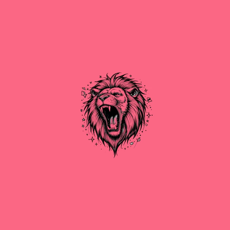 Detailed Roaring Lion Illustration in Black and White Coffee Mug