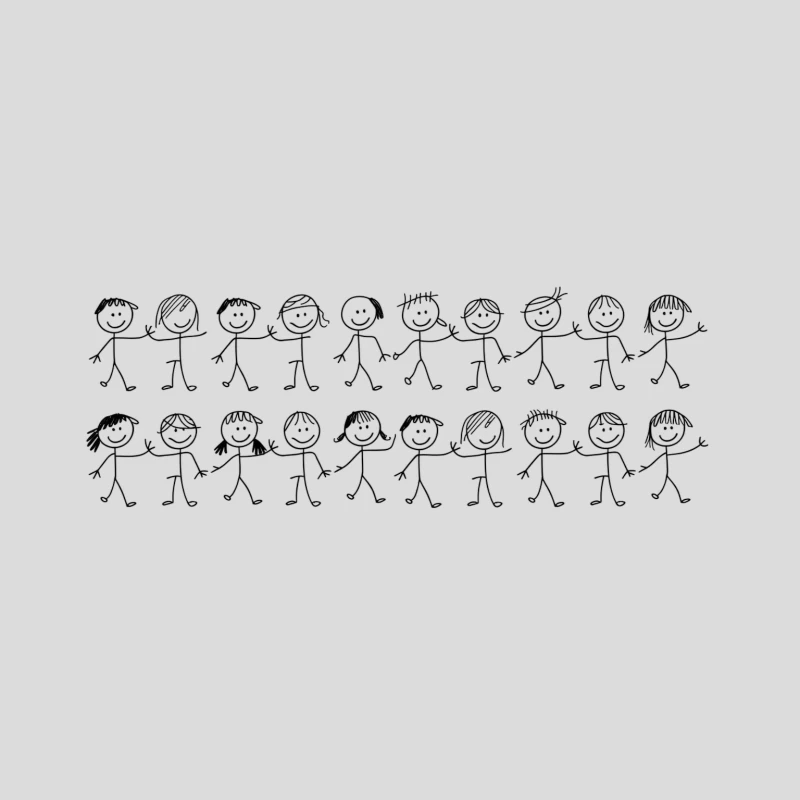 Cheerful Group of Stick Figure Children Baseball Cap
