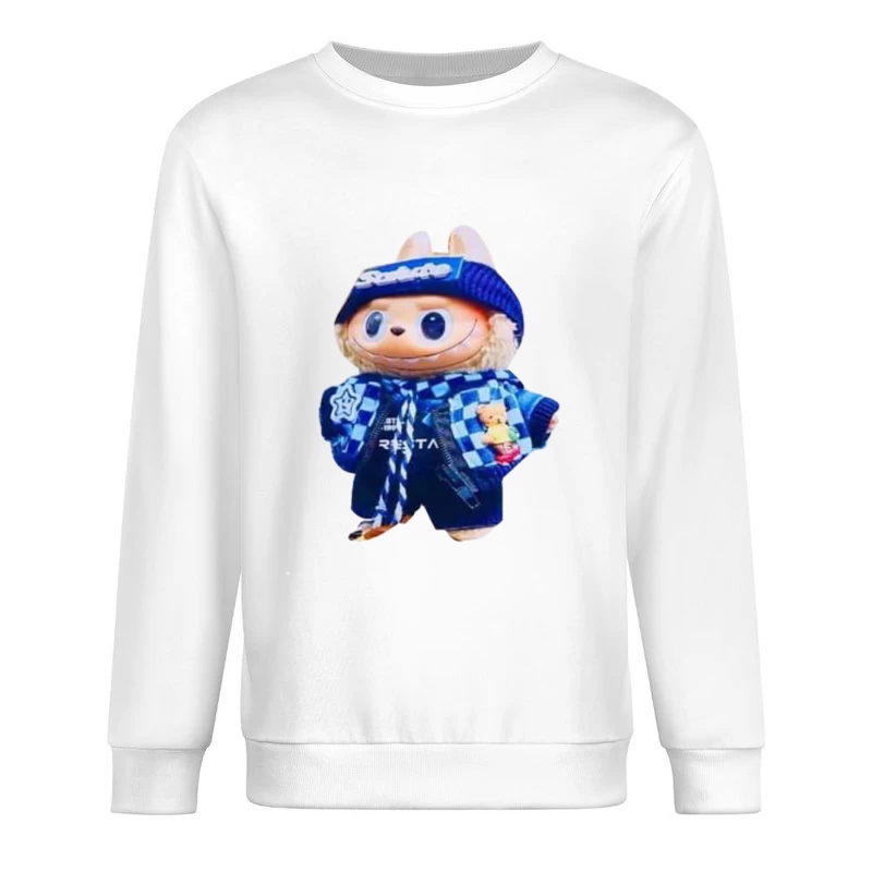 Bunter Stofftier mit blauem Outfit Herren Pullover Sweatshirt