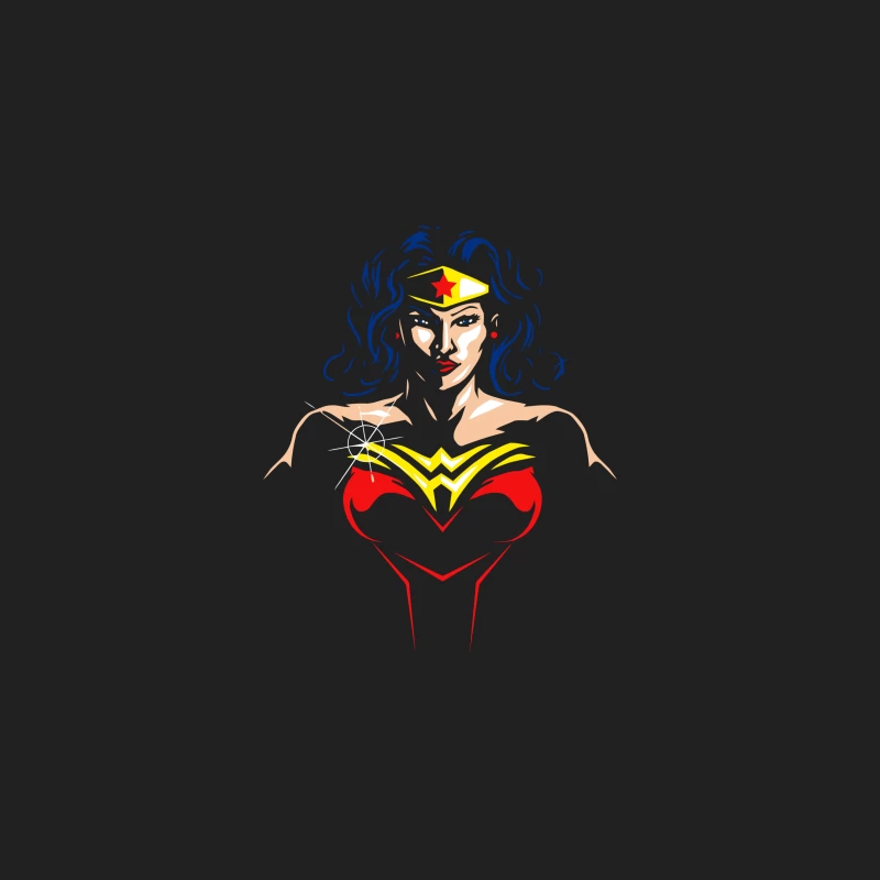 Wonder Woman: Empowering Superhero Illustration Bucket Hat