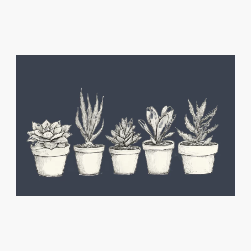 Minimalist Botanical Sketch of Potted Succulents Travel Mug