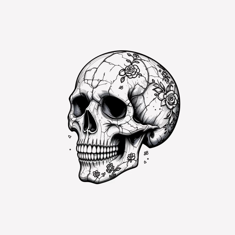 Artistic Skull with Floral Details