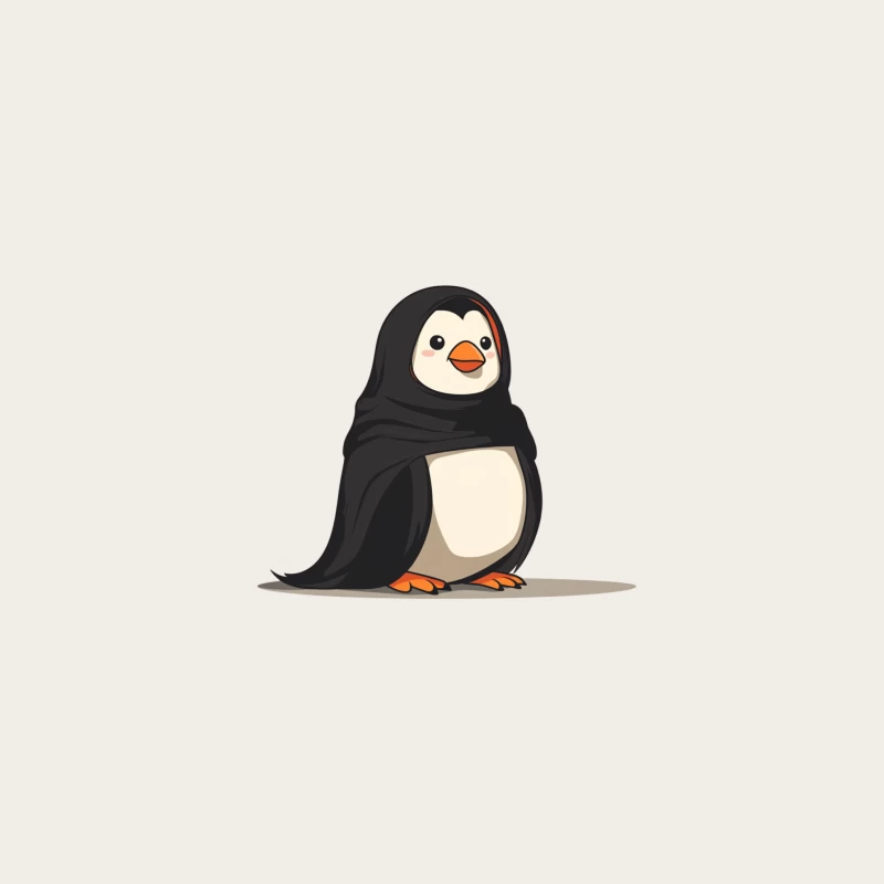 Cute Cartoon Penguin Wearing Black Cloak Bucket Hat