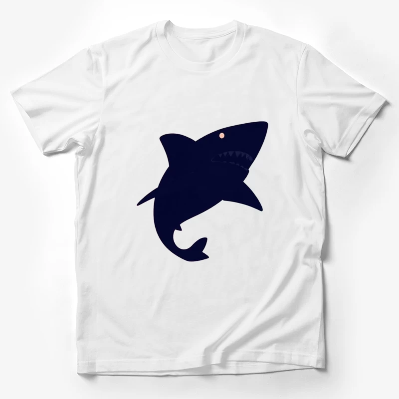 Navy Blue Cartoon Shark Silhouette Male T-Shirt