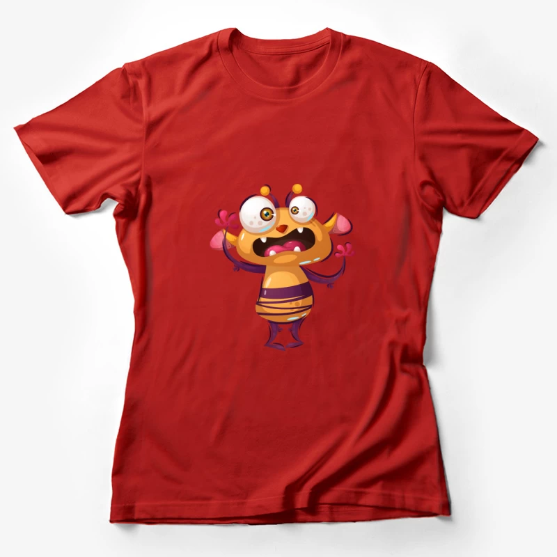 Monstre mignon orange avec antennes Femme T-Shirt