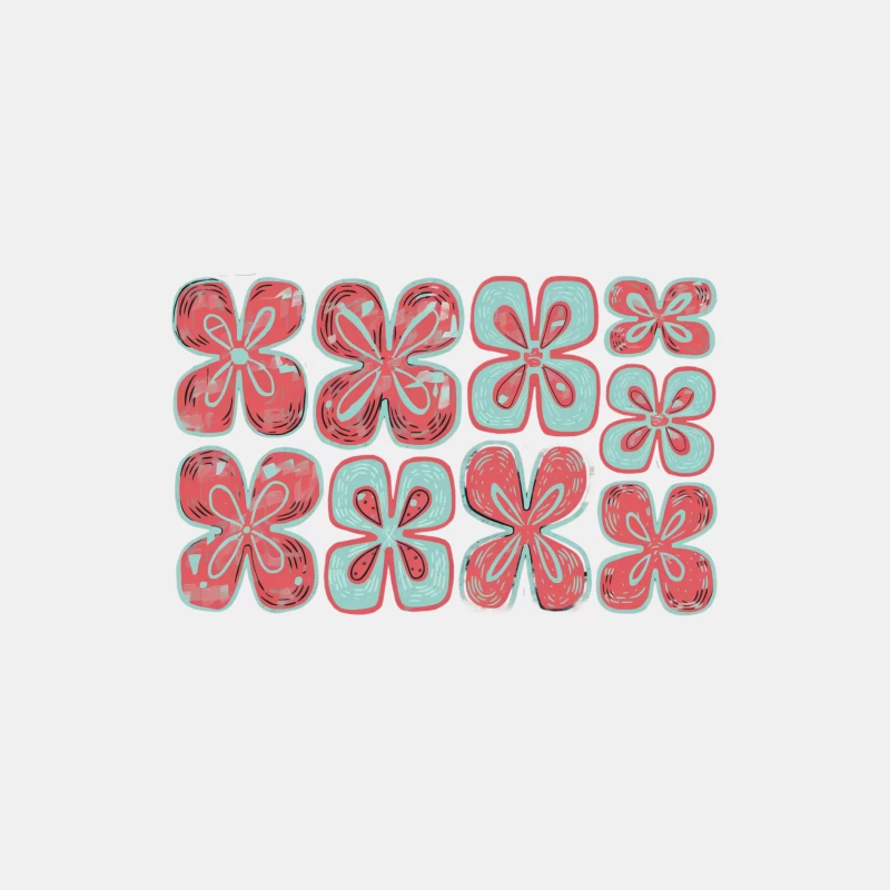 Retro Floral Pattern: Abstract Red and Teal Flower Motif Male Tank Top