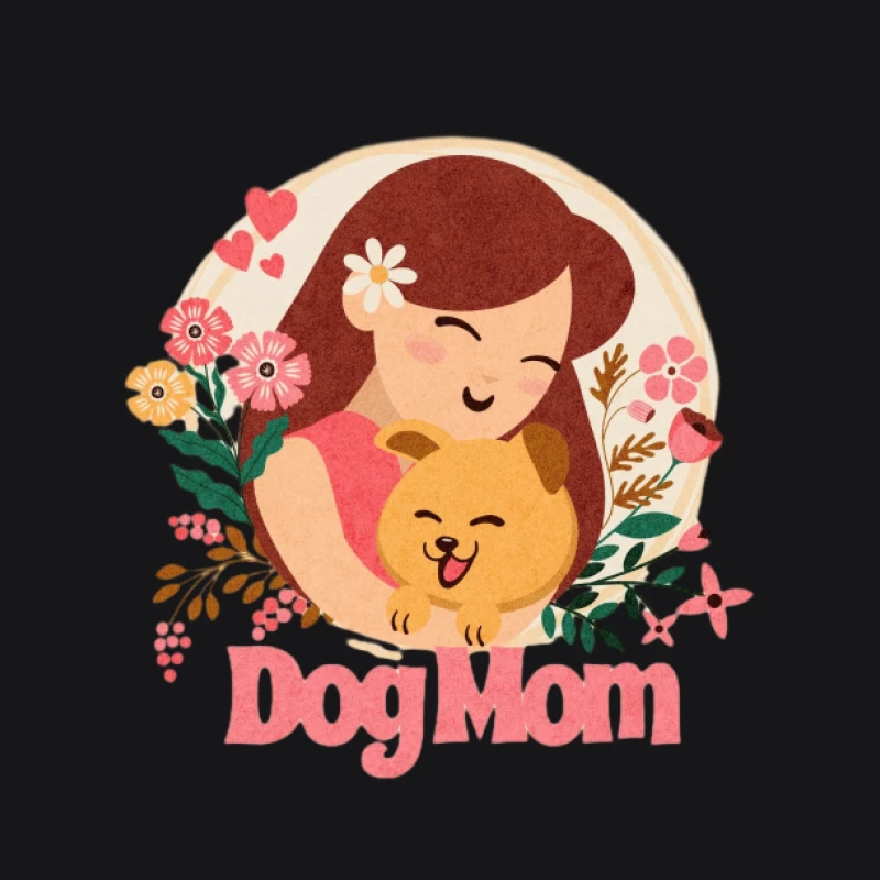 Illustration d'une maman chien avec des fleurs Homme Sweat à capuche