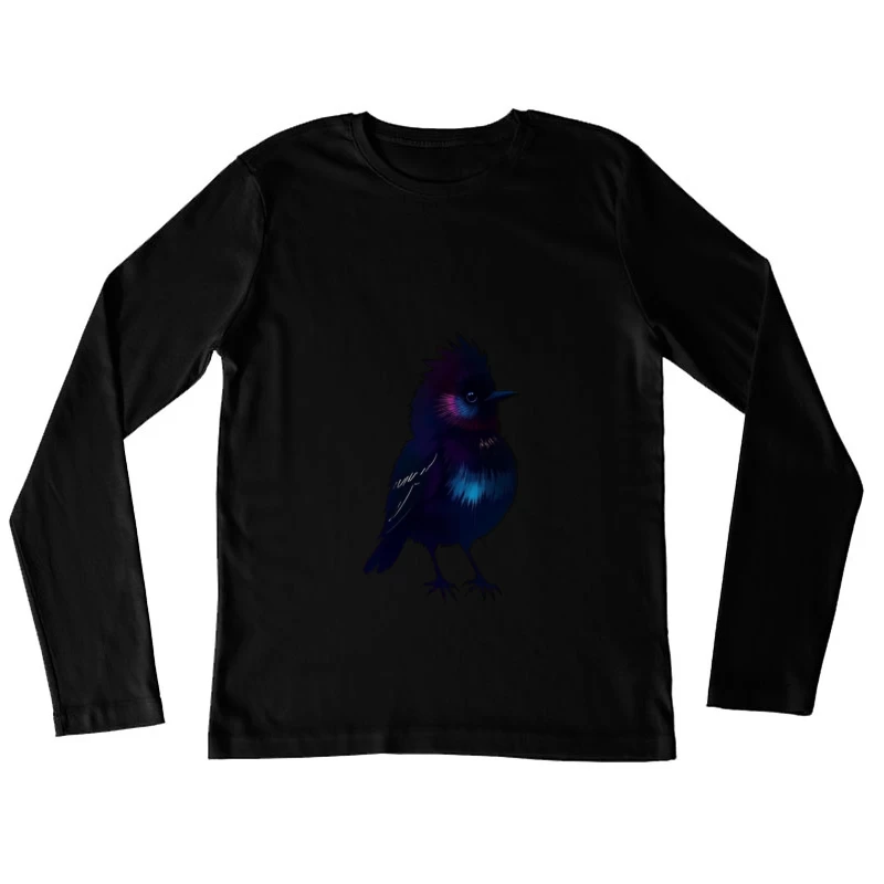 Mystical Glowing Black Bird Silhouette Female Long Sleeve T-Shirt