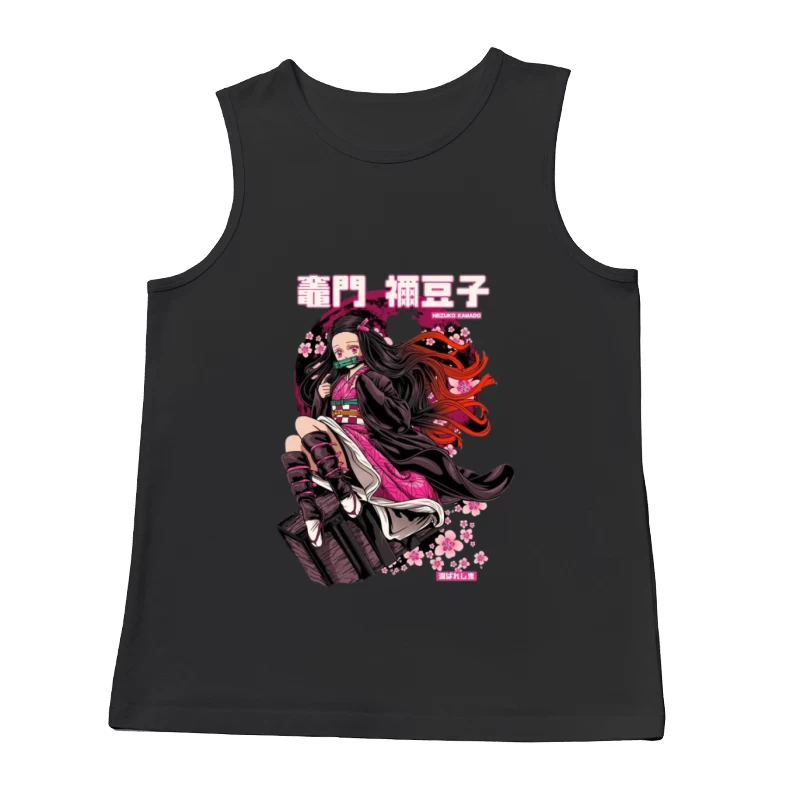 Nezuko Kamado mit Kirschblütenhintergrund Herren Tanktops
