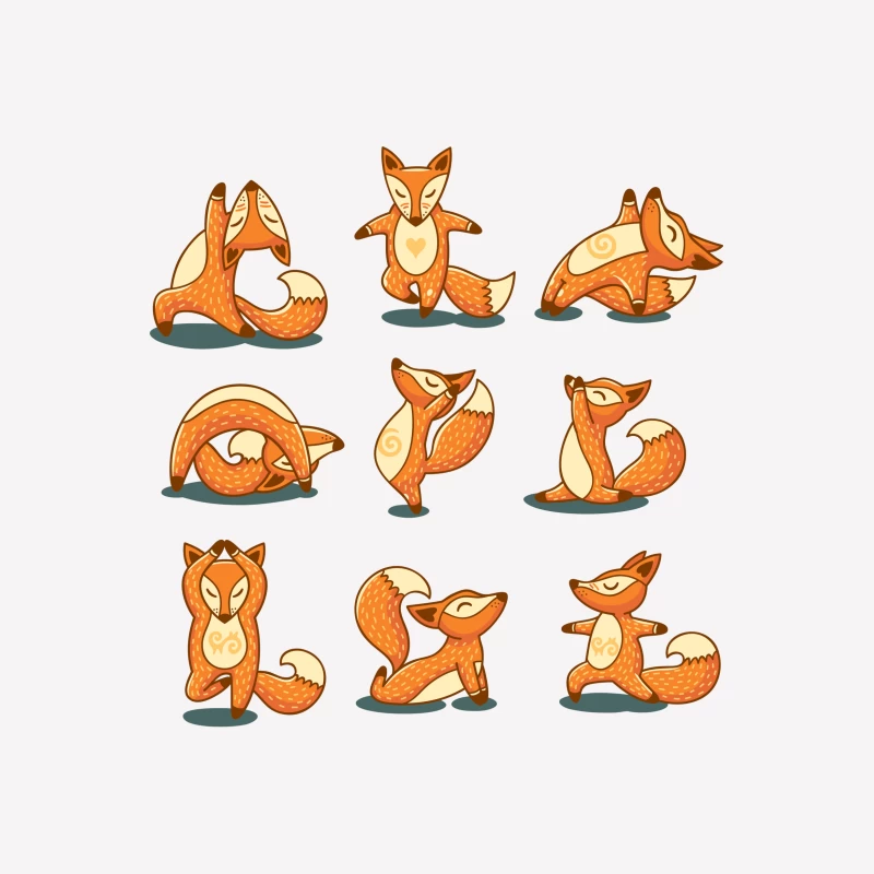 Renards mignons en yoga Femme T-Shirt
