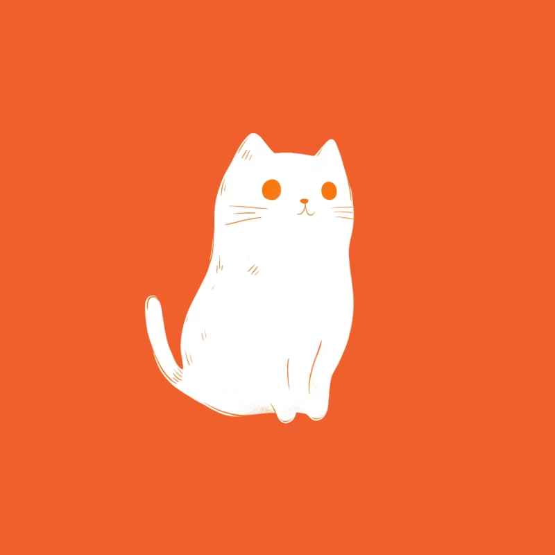 Minimalist Orange Cat Illustration Female T-Shirt