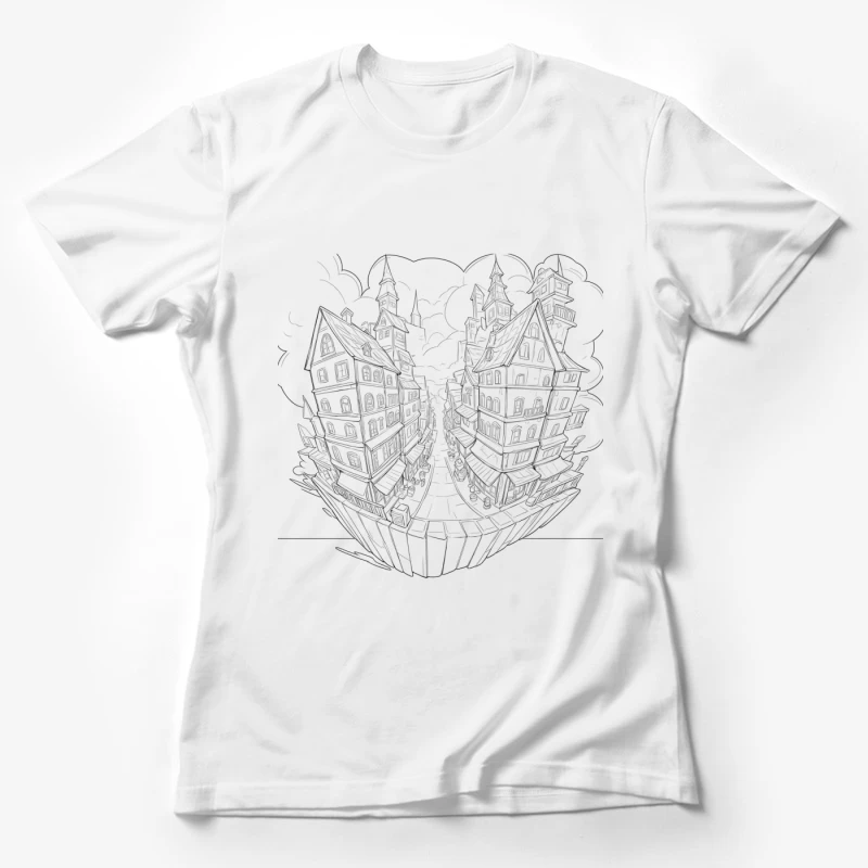 Surreal Split Design of Fantasy Architecture Female T-Shirt