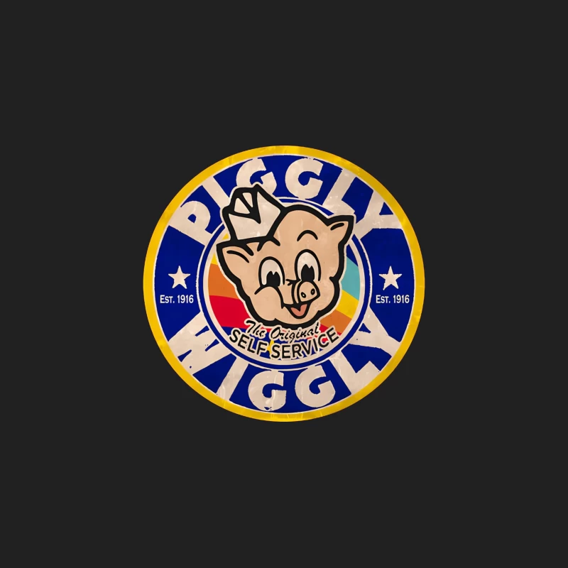 Vintage Piggly Wiggly Supermarket Logo - The Original Self Service Store Since 1916 Bucket Hat