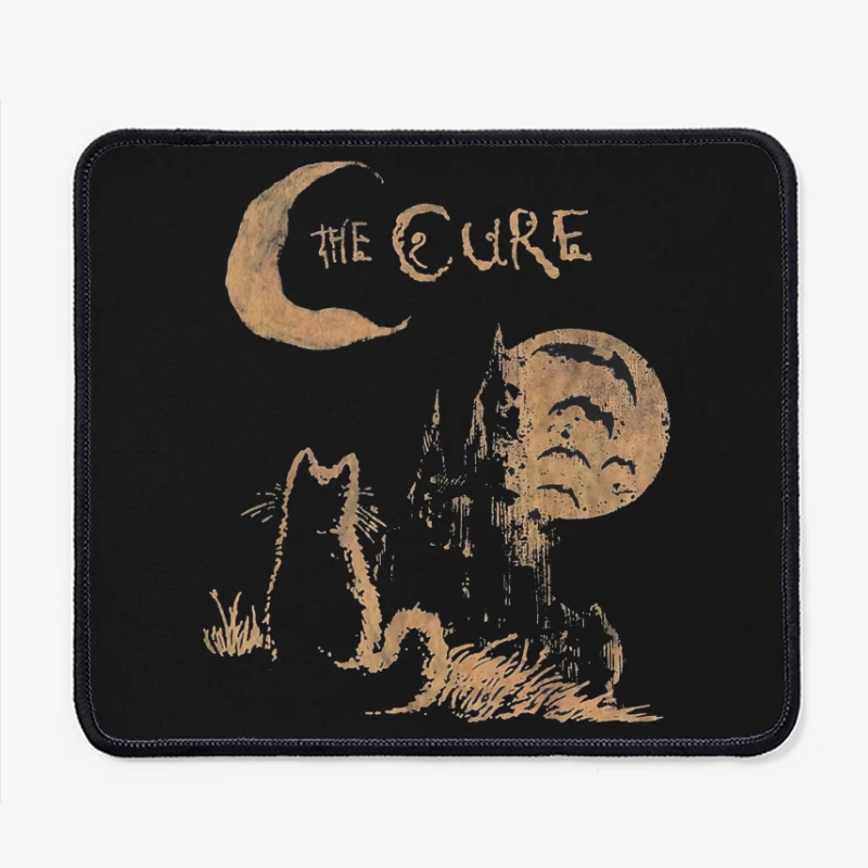 The Cure Gothic Band Logo with Moonlit Ghost Mouse Pad