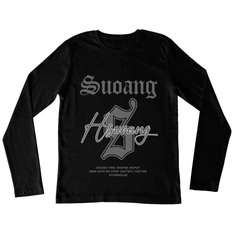 Gothic Typografie Design Damen Langarm T-Shirt