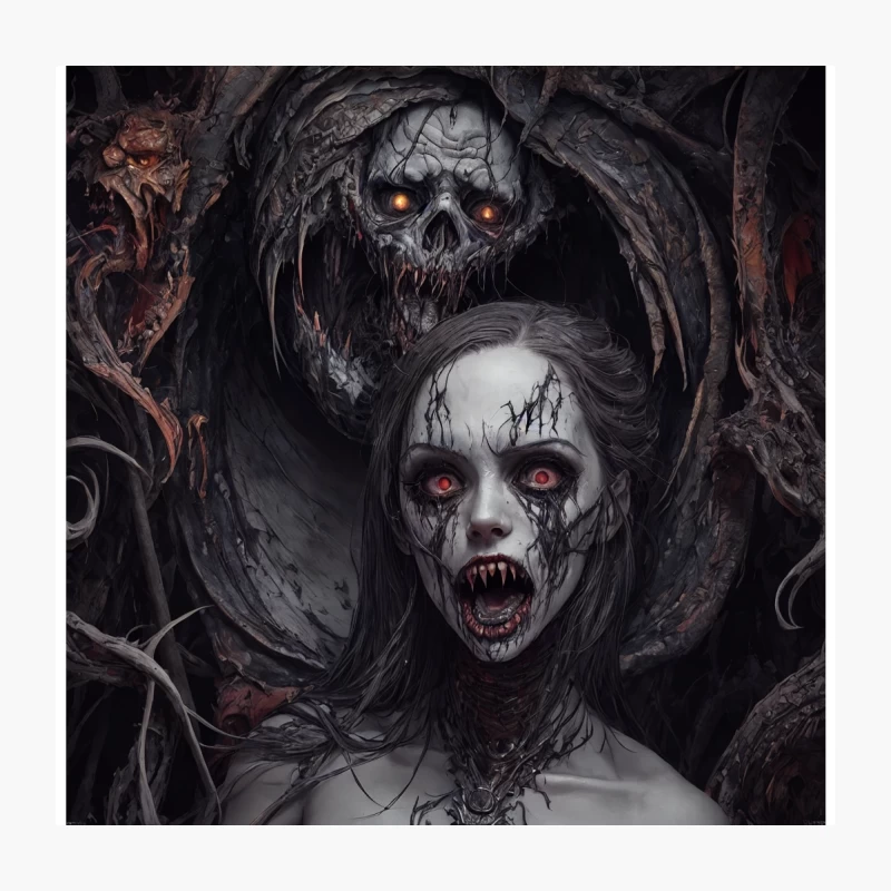 Gothic Nightmare: Demonic Horrors in Dark Fantasy Throw Pillow