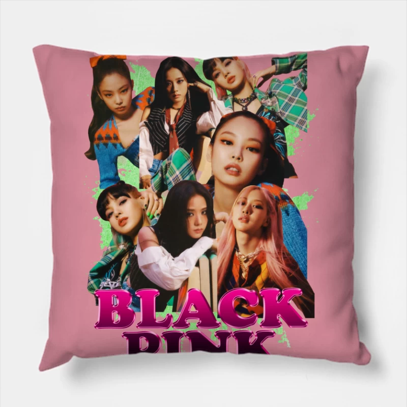 BLACKPINK Music Group Collage Throw Pillow