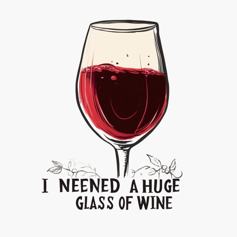 Humorous Illustration of Large Wine Glass with Typography Cotton Tote Bag