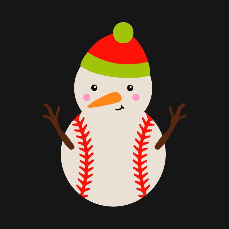Bonhomme de neige en forme de balle de baseball Femme Manches Longues T-Shirt