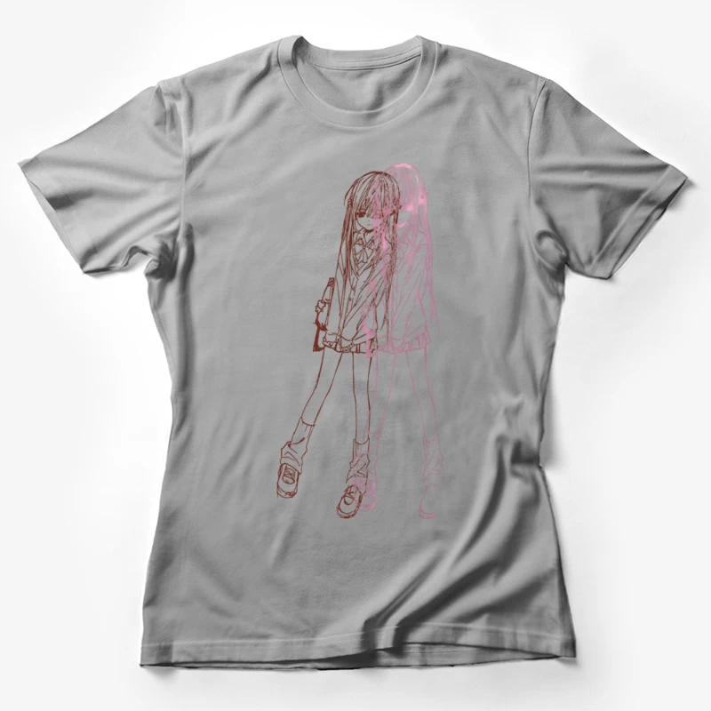 Skizze eines Mädchens in Neonfarben Damen T-Shirt