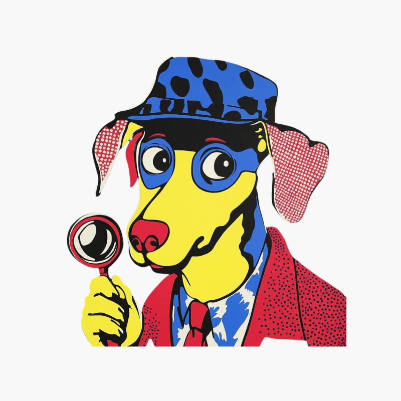 Whimsical Pop Art Dog Detective with Magnifying Glass Cotton Tote Bag