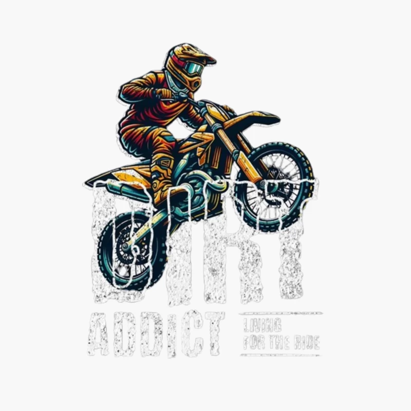 Dynamic Motocross Rider Illustration in Action Cotton Tote Bag