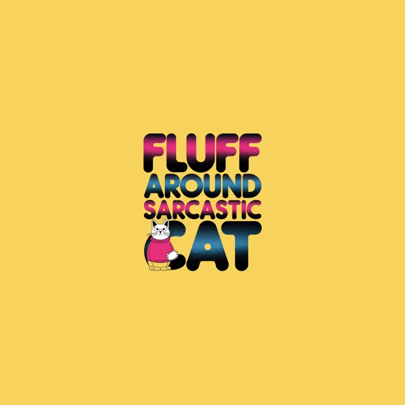 Fluffy Feline Meets Sarcastic Typography in Humorous Graphic Design Bucket Hat