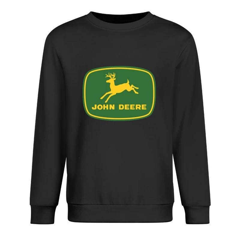 John Deere Classic Green and Yellow Logo with Leaping Deer Male Pullover Sweatshirt