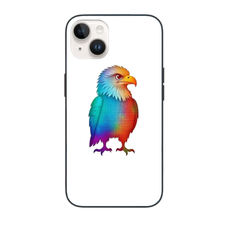 Rainbow-Colored Eagle Fantasy Digital Illustration iPhone Case