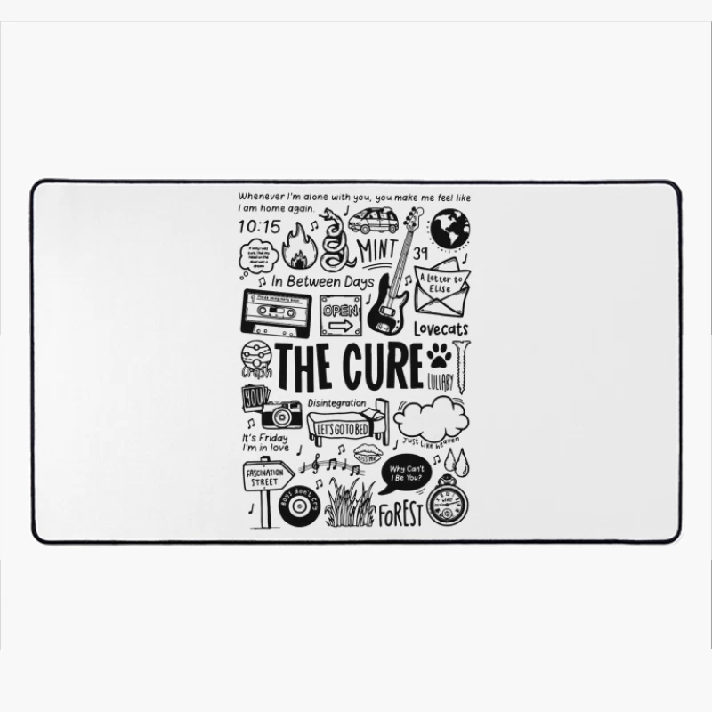 The Cure Band Fan Art Doodle Collection Desk Mat