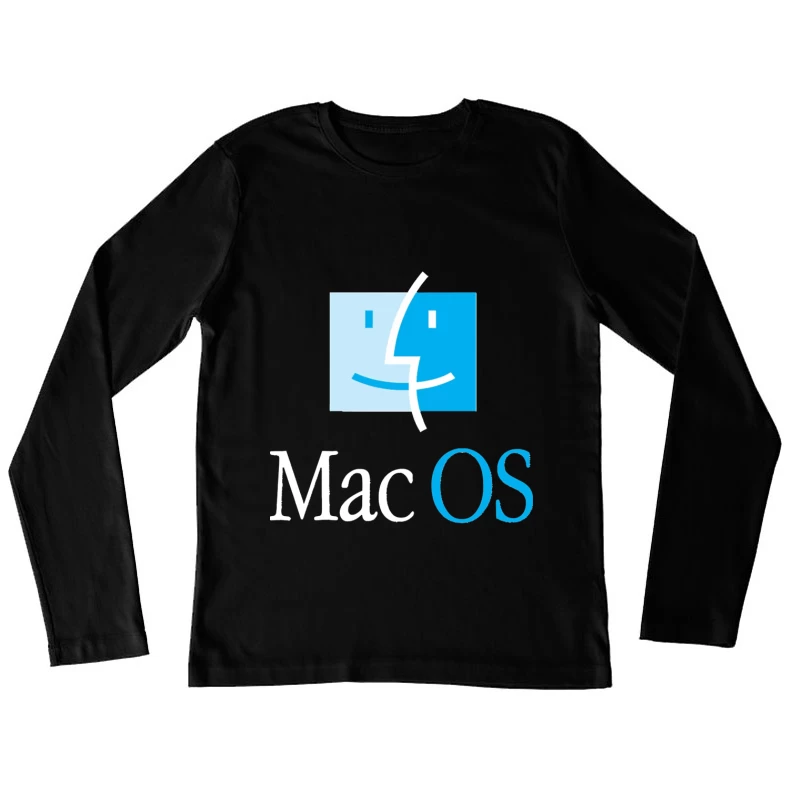 MacOS Operating System Logo in Blue and White Female Long Sleeve T-Shirt