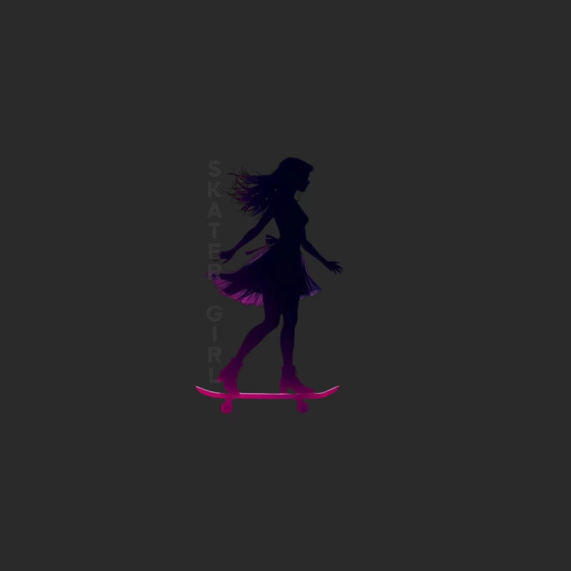 Stylish Skater Girl Silhouette in Pink and Black Baseball Cap