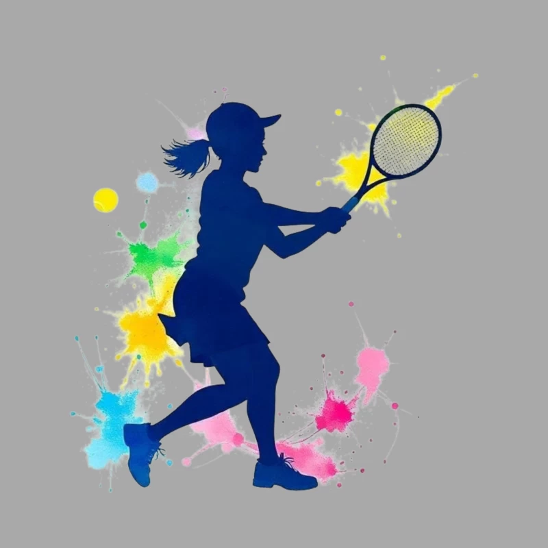 Silhouette of a Female Tennis Player Female Pullover Hoodie