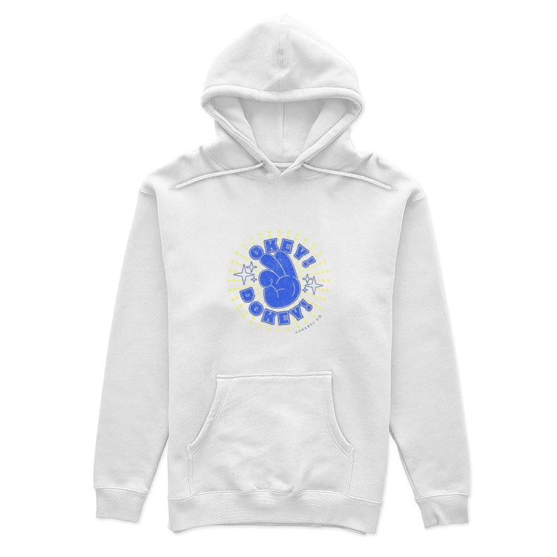 Blauer Schriftzug auf gelbem Hintergrund Damen Pullover Hoodie