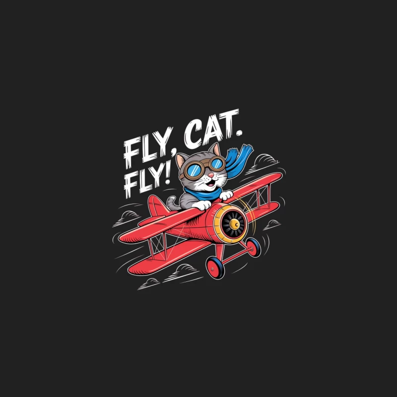 Adventure Cartoon Cat Flying Red Biplane Bucket Hat